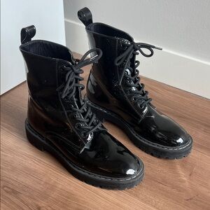 Glossy Black Moto Boots